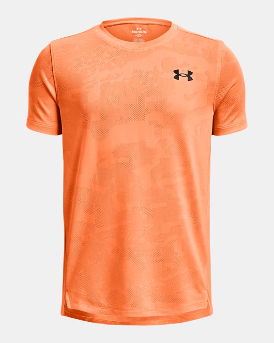 Boys' UA Tech™ Vent Jacquard Short Sleeve in Orange image number 0